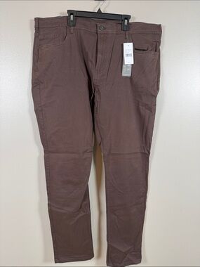 Jachs Men's Brown Slim Fit Stretch Pants 42x32
